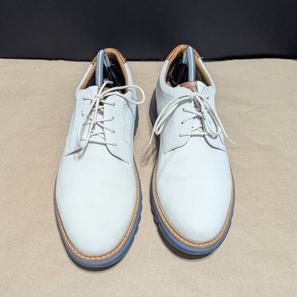 Johnston and Murphy Braydon Plain Toe Dress Shoes Off White Nubuck Cream Leather - Picture 2 of 9